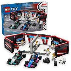 Foto van Lego city f1 garage met mercedes-amg en alpine auto's 60444