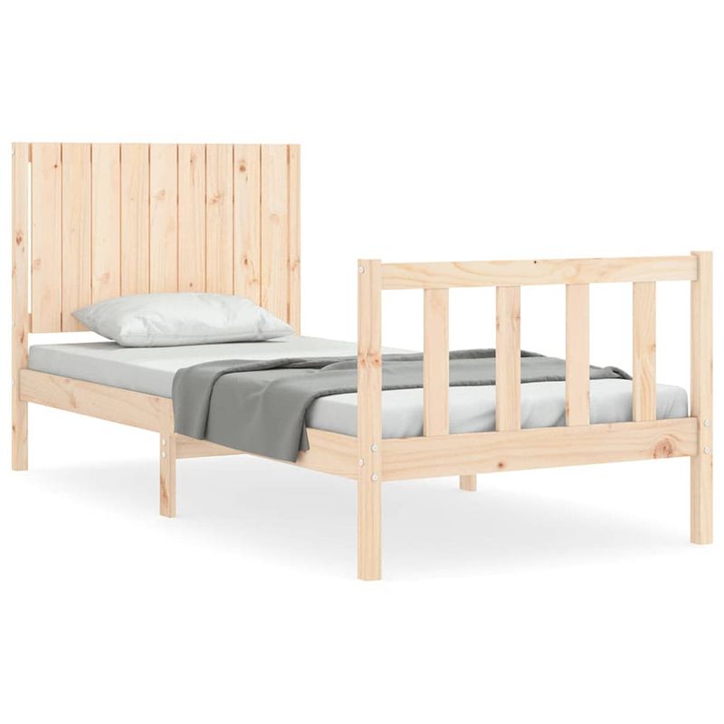 Foto van The living store bedframe massief grenenhout - 195.5 x 95.5 x 100 cm - multiplex lattenbodem