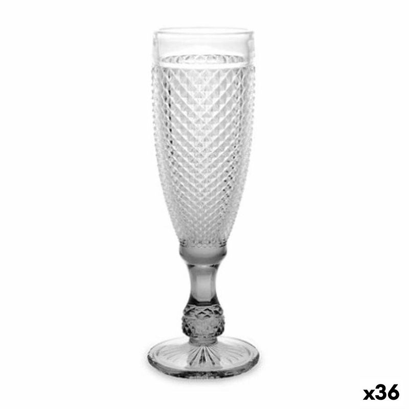 Foto van Champagneglas transparant antraciet glas 185 ml (36 stuks)