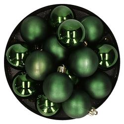Foto van 32x stuks kunststof kerstballen dennengroen 4 cm - kerstbal