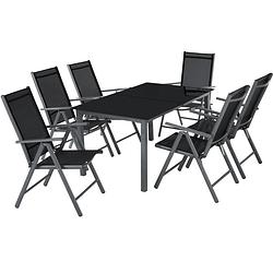 Foto van Tectake tuinset 6+1, aluminium frame 6 stoelen en 1 tafel - donkergrijs - 402166