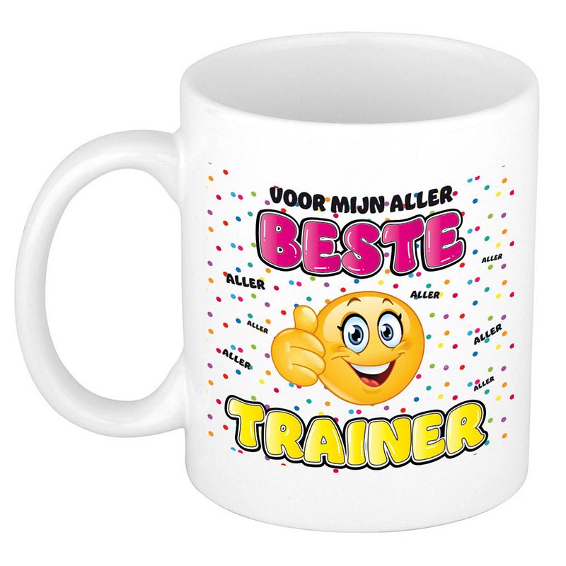 Foto van Bellatio decorations cadeau mok voor trainer - grappig - keramiek - 300 ml - beste trainer - feest mokken