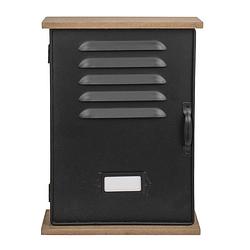 Foto van Locker sleutelkastje zwart van hout/metaal 20 x 27.5 cm - sleutelkastjes
