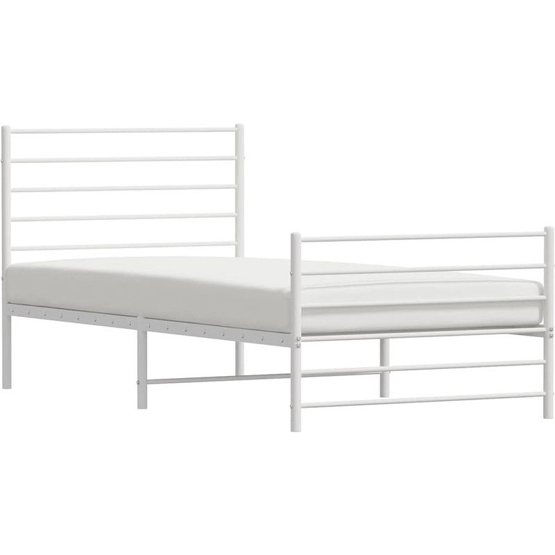 Foto van The living store bedframe met hoofd- en voeteneinde metaal wit 80x200 cm - bed