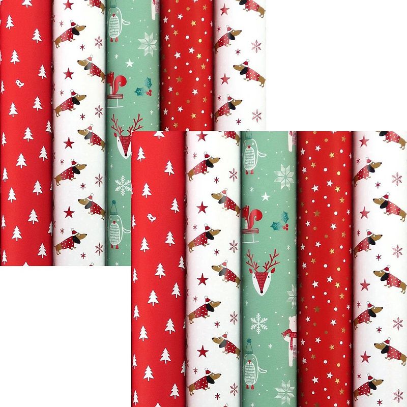 Foto van Santas helper assortiment kerstpapier cadeaupapier inpakpapier voor kerstmis - 2 meter x 70 cm - 10 rollen