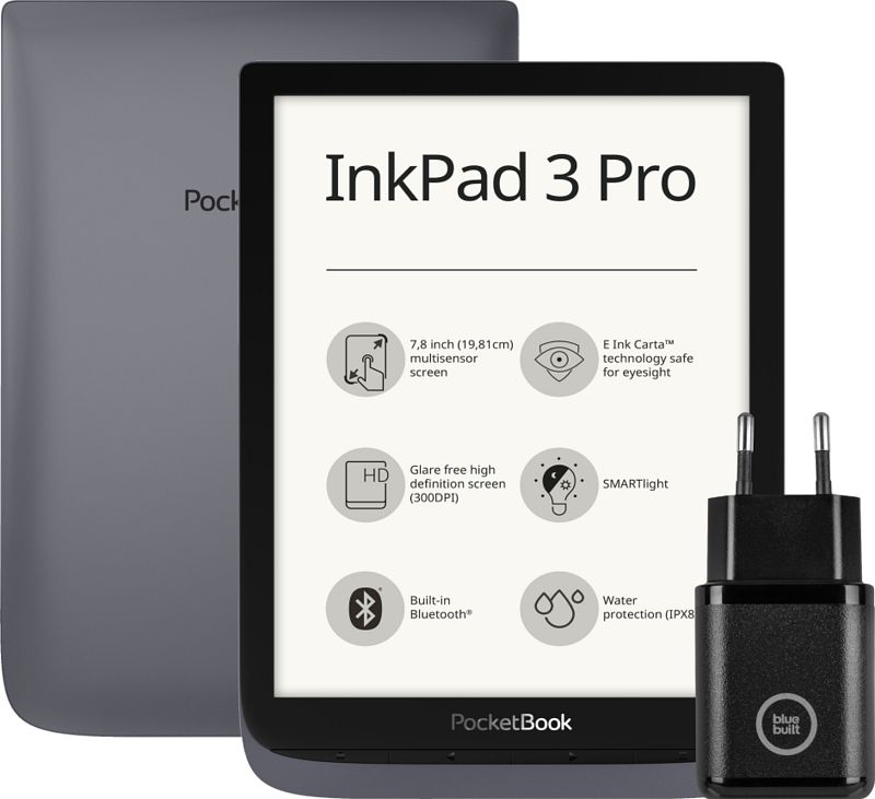 Foto van Pocketbook inkpad 3 pro zwart + bluebuilt oplader