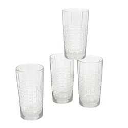 Foto van 4x stuks longdrink glazen met relief 490 ml - longdrinkglazen