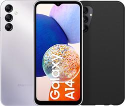 Foto van Samsung galaxy a14 64gb zilver 4g + otterbox react back cover zwart