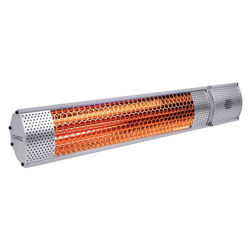 Foto van Vonroc heater marsili 2000w - 2 warmteniveaus - zilver - lowglare element - met afstandsbediening