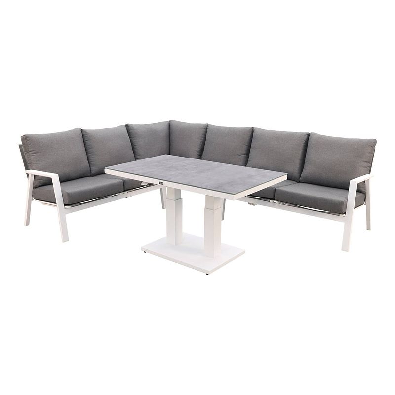 Foto van Vdg azoren lounge dining set links - white (tafel verstelbaar)