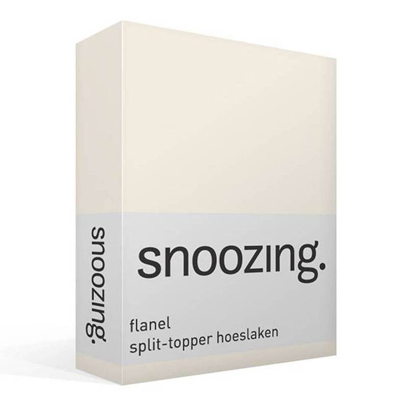 Foto van Snoozing - flanel - split-topper - hoeslaken - 180x200 cm - ivoor