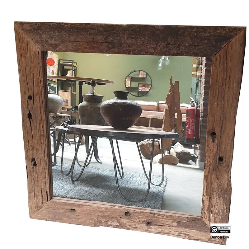 Foto van Benoa vinton mirror rough teak 80 cm