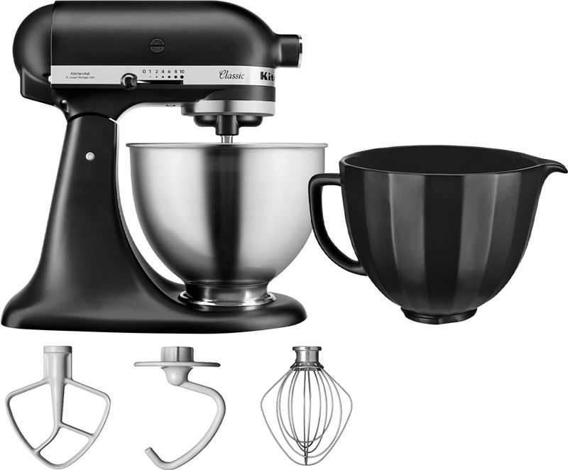 Foto van Kitchenaid classic 5k45ssebm matzwart + extra mengkom