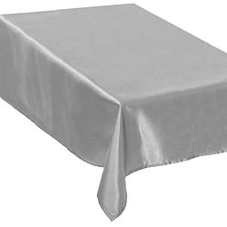 Foto van 2x stuks tafelkleden/tafellakens zilver van polyester formaat 140 x 240 cm - tafellakens