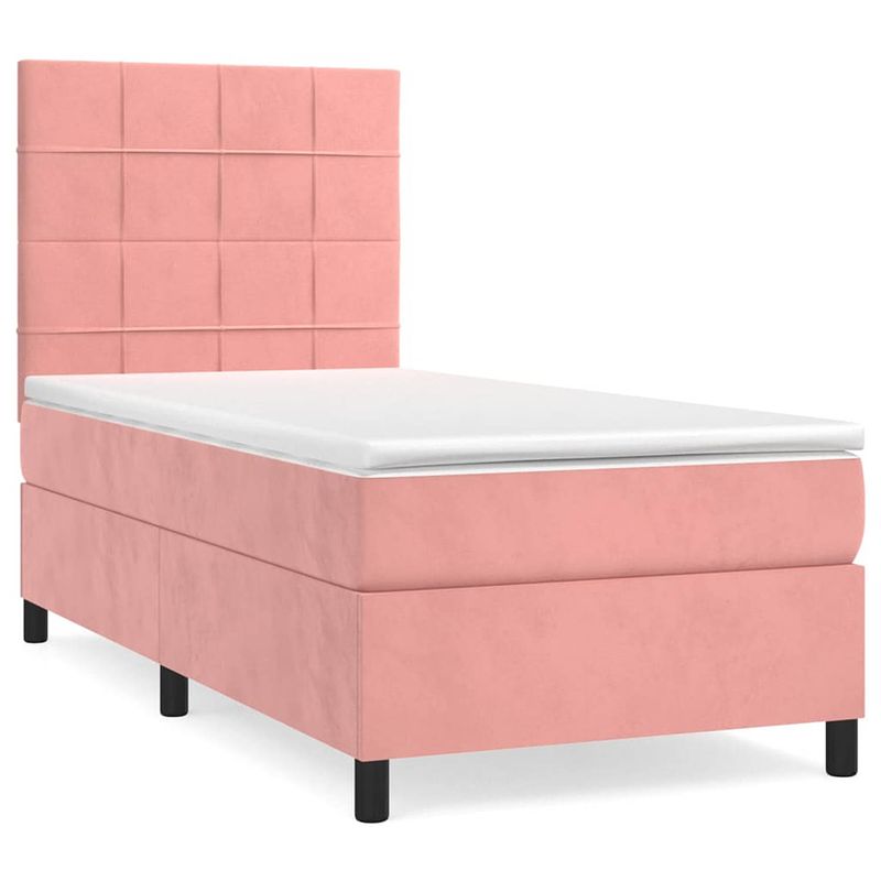 Foto van Vidaxl boxspring met matras fluweel roze 90x200 cm