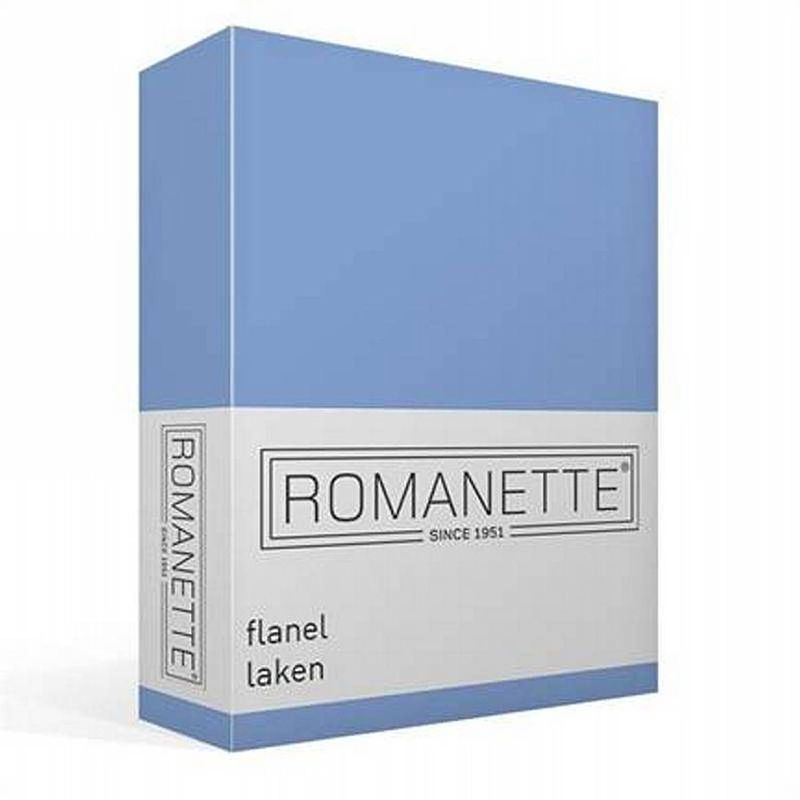 Foto van Romanette flanellen laken - 100% geruwde flanel-katoen - 1-persoons (150x250 cm) - blauw