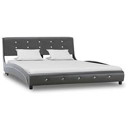 Foto van The living store bedframe - classic s - grijs - 223 x 145 x 69.5 cm - stevig en duurzaam