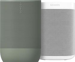 Foto van Sonos move 2 groen + sonos one sl wit