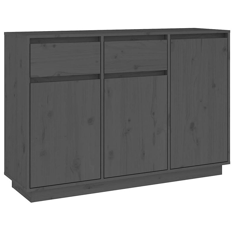 Foto van Vidaxl dressoir 110x34x75 cm massief grenenhout grijs