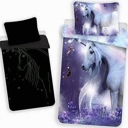 Foto van Unicorn baby dekbedovertrek glow in the dark - 100 x 135 cm - paars