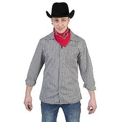 Foto van Zwart/wit geruit cowboy verkleed overhemd voor heren 52-54 (l/xl) - carnavalsblouses