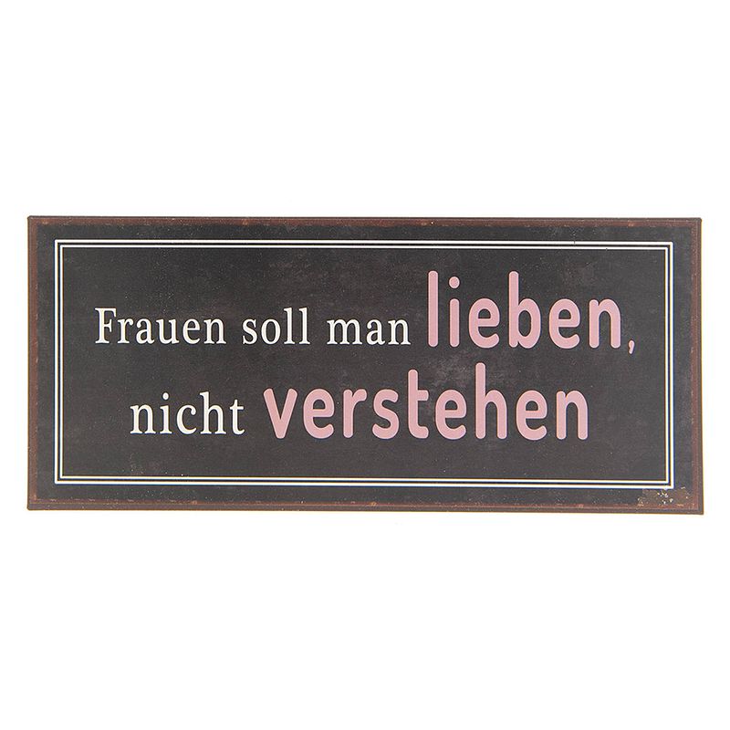 Foto van Clayre & eef tekstbord 30x13 cm bruin metaal rechthoek wandbord spreuk wandplaat bruin wandbord spreuk