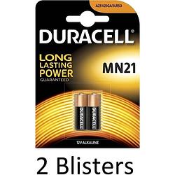 Foto van 4 stuks (2 blisters a 2 st) duracell mn21 alkaline beveiligingsbatterij