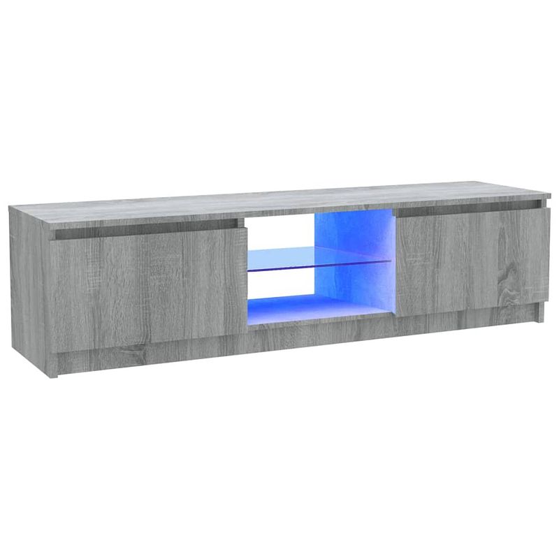 Foto van The living store tv-meubel led-verlichting - grijs sonoma eiken - 120 x 30 x 35.5 cm - trendy ontwerp