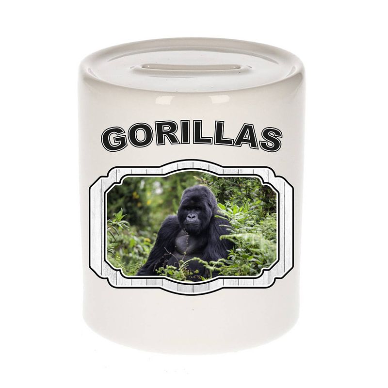 Foto van Dieren gorilla spaarpot - gorillas/ gorilla apen spaarpotten kinderen 9 cm - spaarpotten