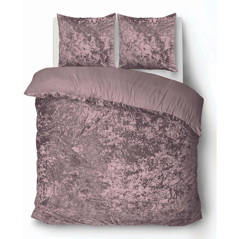 Foto van Isleep dekbedovertrek crushed velvet - roze - 1-persoons 140x200/220 cm