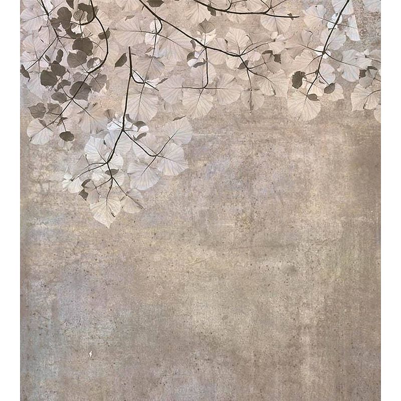 Foto van Dimex beige leaves abstract fotobehang 225x250cm 3-banen