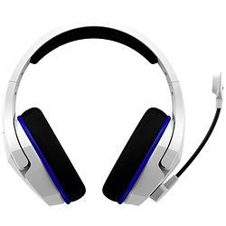 Foto van Hyperx cloud stinger core over ear headset radiografisch gamen stereo wit, blauw volumeregeling, microfoon uitschakelbaar (mute)