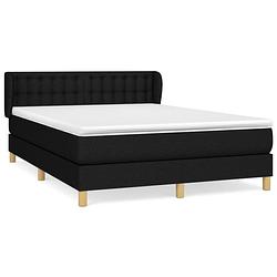 Foto van The living store boxspringbed - comfort - bed - 193 x 147 x 78/88 cm - zwart stof - inclusief matras en topmatras