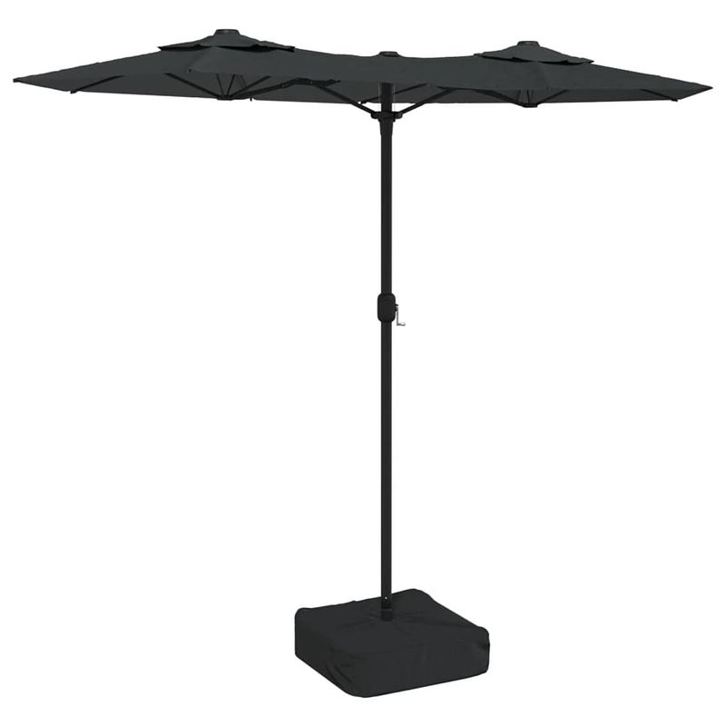 Foto van The living store dubbele parasol antraciet en donkergrijs - 316x145x240cm - uv-beschermend polyester - sterk ijzeren