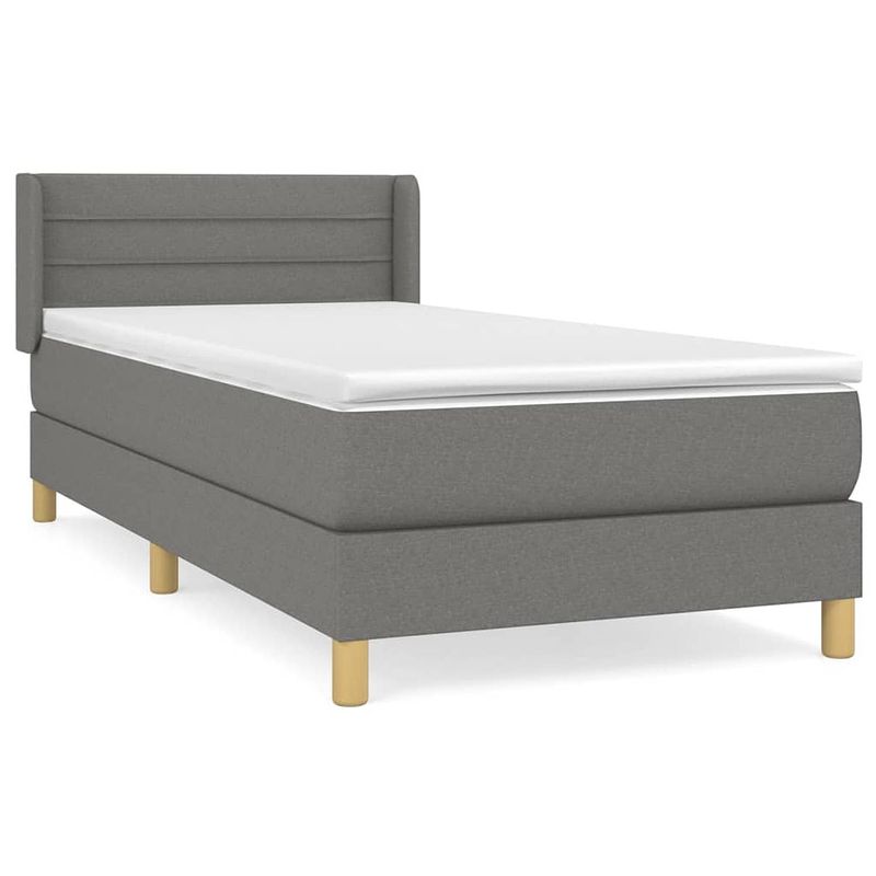 Foto van The living store boxspringbed - donkergrijs - 203x83x78/88cm - hoofdbord verstelbaar - pocketvering matras -