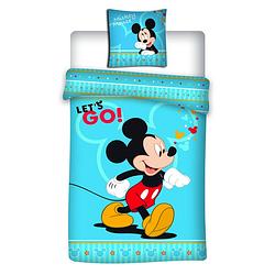 Foto van Disney mickey dekbedovertrek - 100% microvezel - 1-persoons (140x200 cm + 1 sloop) - 1 stuk (60x70 cm) - blauw