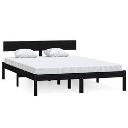 Foto van The living store bedframe massief grenenhout - tweepersoonsbed 160x200 cm - zwart