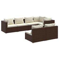 Foto van Vidaxl 7-delige loungeset met kussens poly rattan bruin