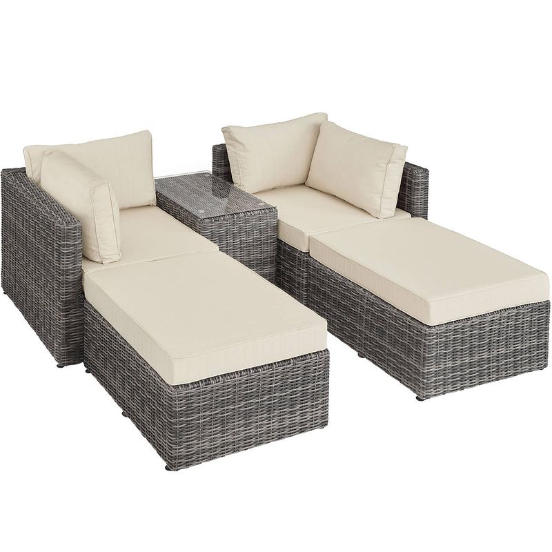 Foto van Tectake - wicker loungeset san domino grijs - 403169