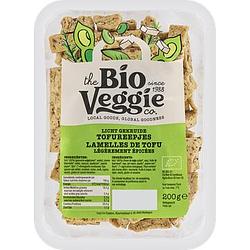 Foto van The bio veggie co. licht gekruide tofureepjes 200g bij jumbo