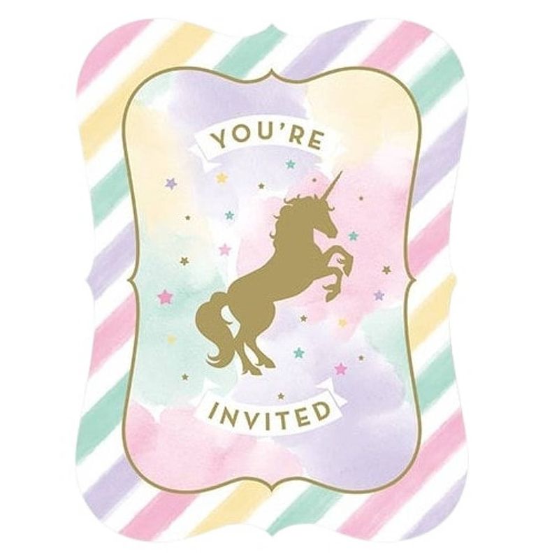 Foto van Witbaard uitnodigingen unicorn sparkle 16 cm karton 8 stuks