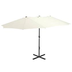 Foto van Vidaxl parasol met aluminium paal 460x270 cm zandkleurig