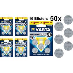Foto van 50 stuks (10 blisters a 5st) - varta cr2025 3v lithium knoopcel batterij