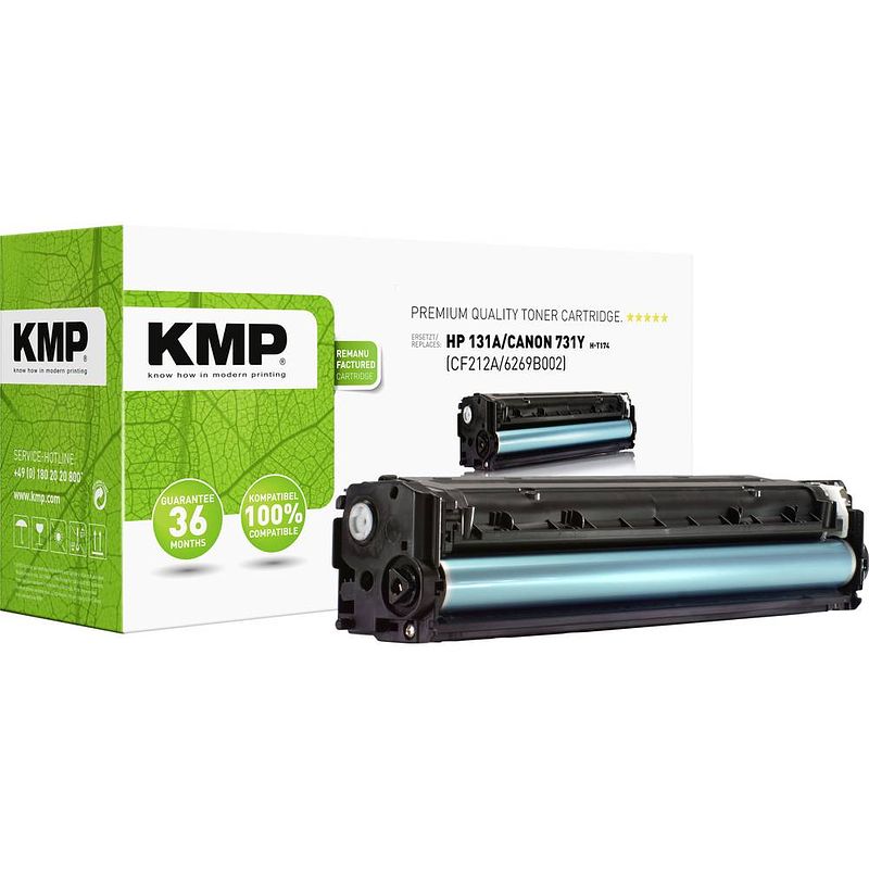 Foto van Kmp h-t174 tonercassette vervangt hp 131a, cf212a geel 1800 bladzijden compatibel toner