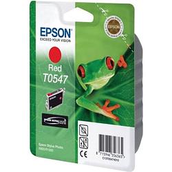 Foto van Epson inktcartridge t0547, 400 pagina's, oem c13t05474010, rood