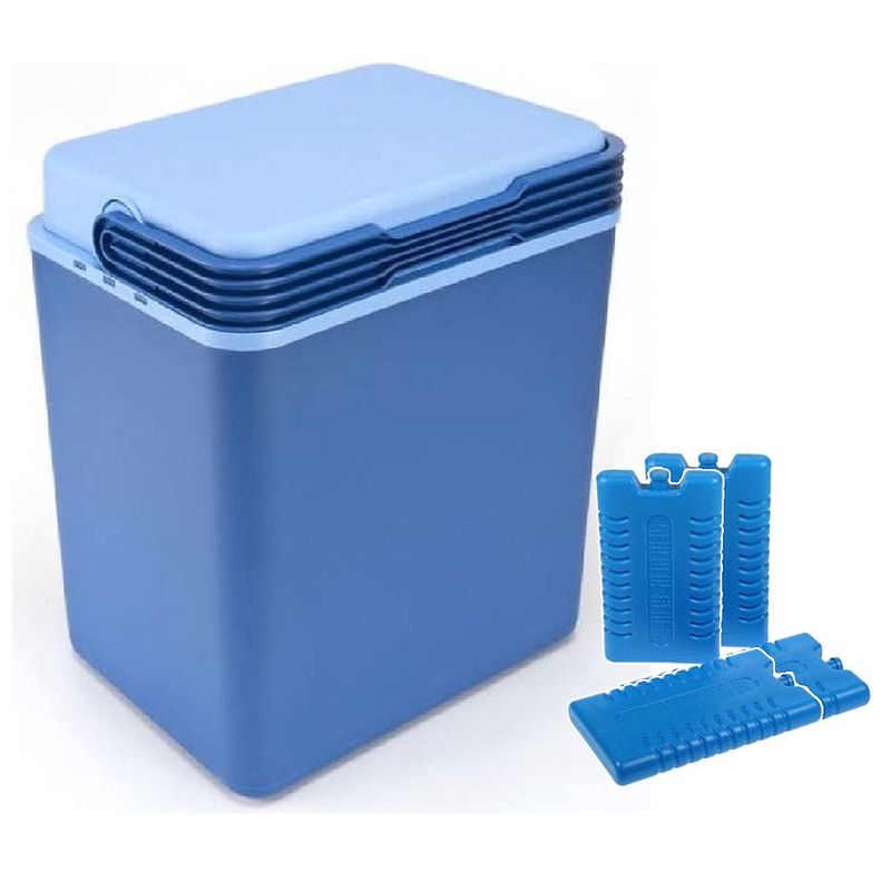 Foto van Grote koelbox donkerblauw 32 liter 40 x 30 x 45 cm incl. 4 koelelementen - koelboxen