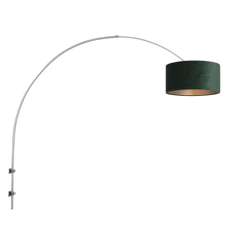 Foto van Steinhauer wandlamp sparkled light 8145st staal kap groen velours