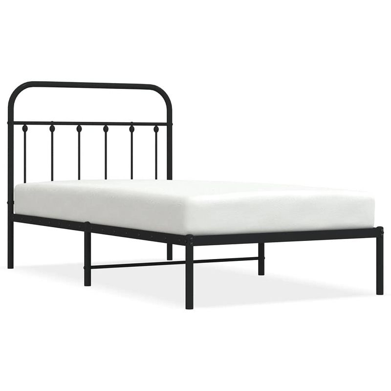 Foto van Vidaxl bedframe met hoofdbord metaal zwart 100x190 cm