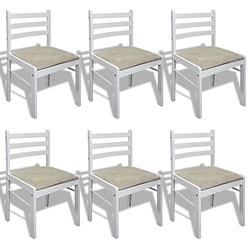 Foto van The living store eetkamerstoel set - hout - 6 stoelen - 44x45x81 cm - wit