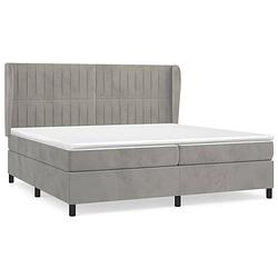 Foto van The living store boxspringbed - fluweel - lichtgrijs - 203x203x128cm - pocketvering